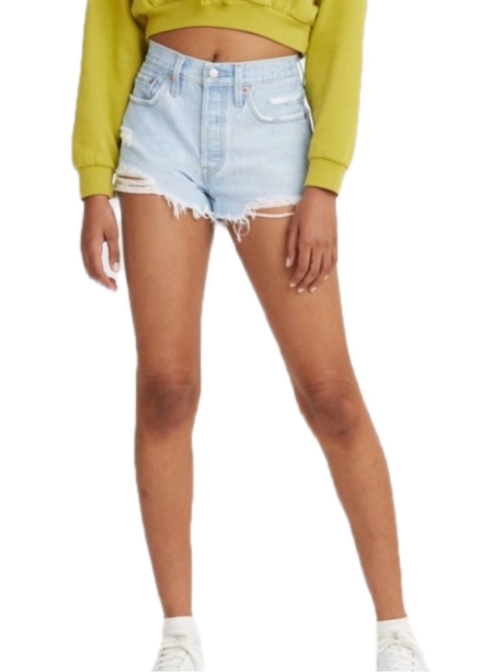 Levi's 501 Original High Rise Distressed Light Wash Jean Denim Shorts NWT